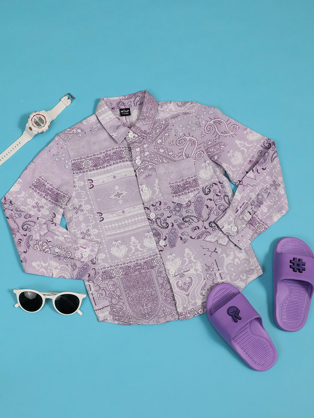 

Hoop Boys Opaque Printed Casual Shirt, Lavender