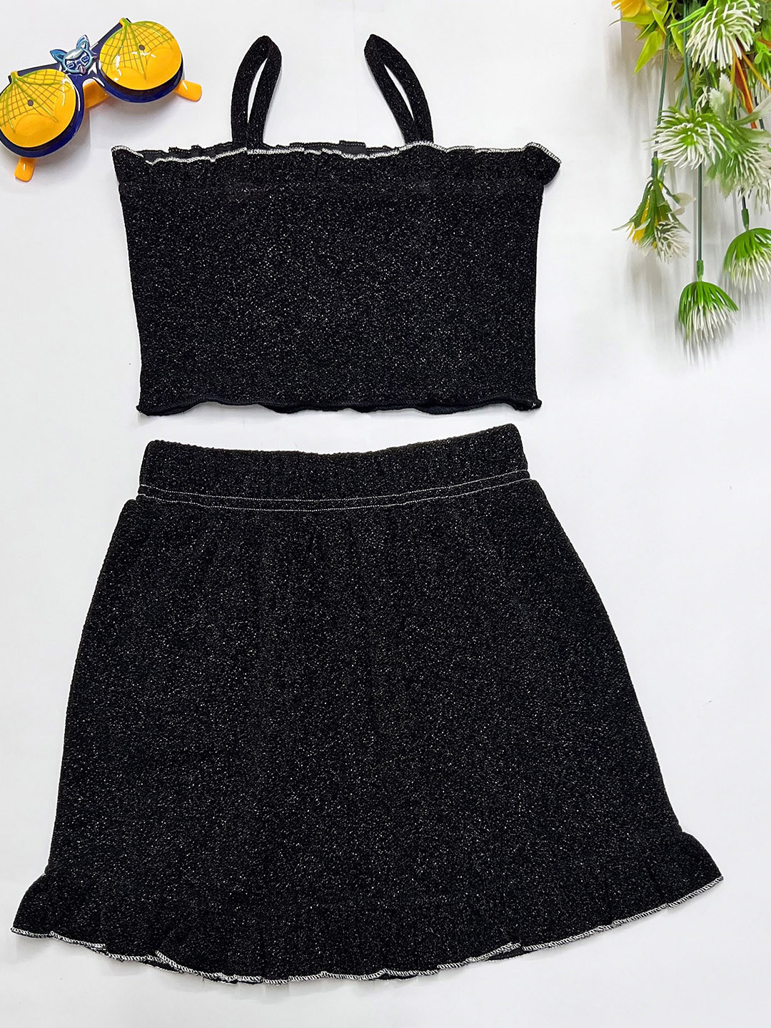 

ADDYVERO Girls Top with Skirt, Black
