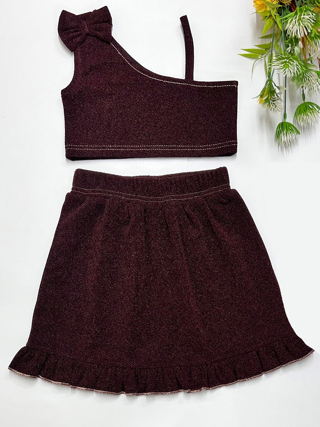 

ADDYVERO Girls Top with Skirt, Maroon