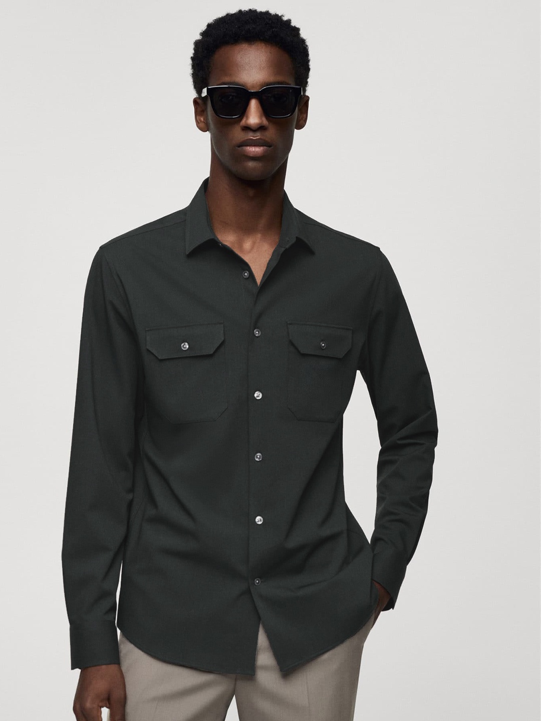 

MANGO MAN Opaque Casual Shirt, Green