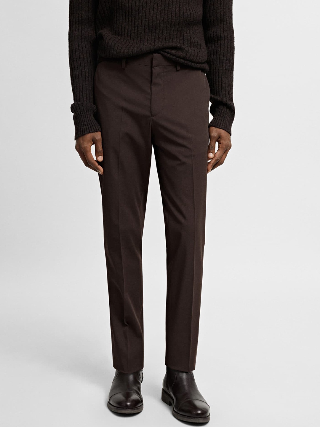 

MANGO MAN Super Slim Fit Formal Trousers, Brown