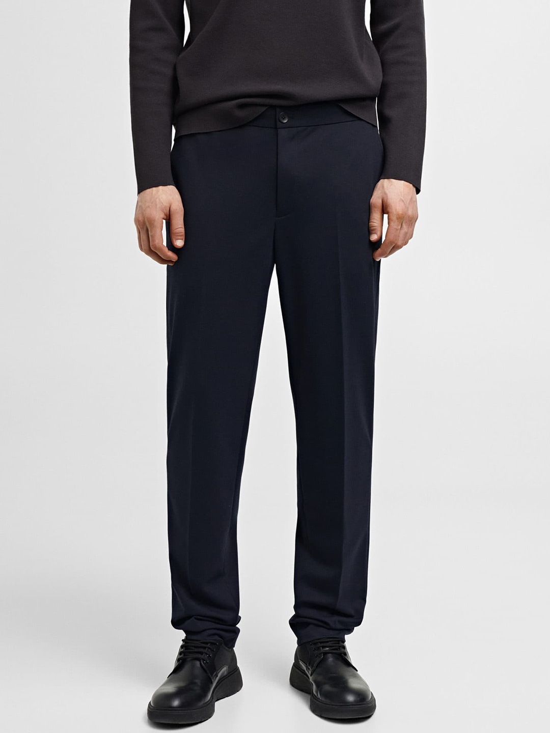 

MANGO MAN Slim Fit Formal Trousers, Navy blue