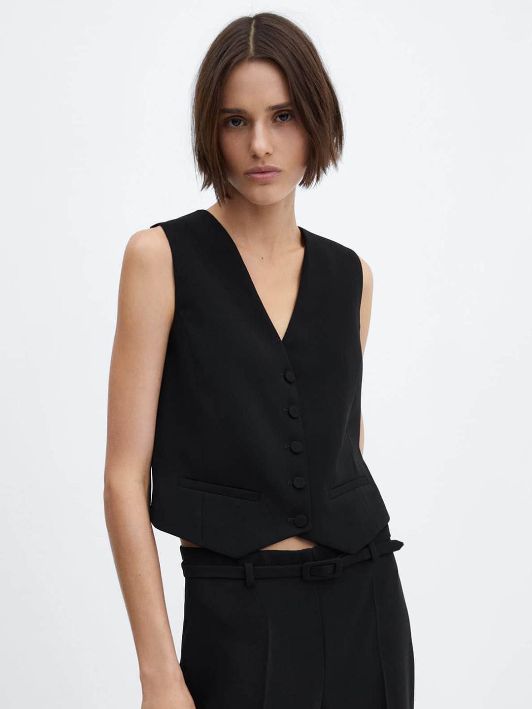 

MANGO Women Suit Style Waistcoat, Black