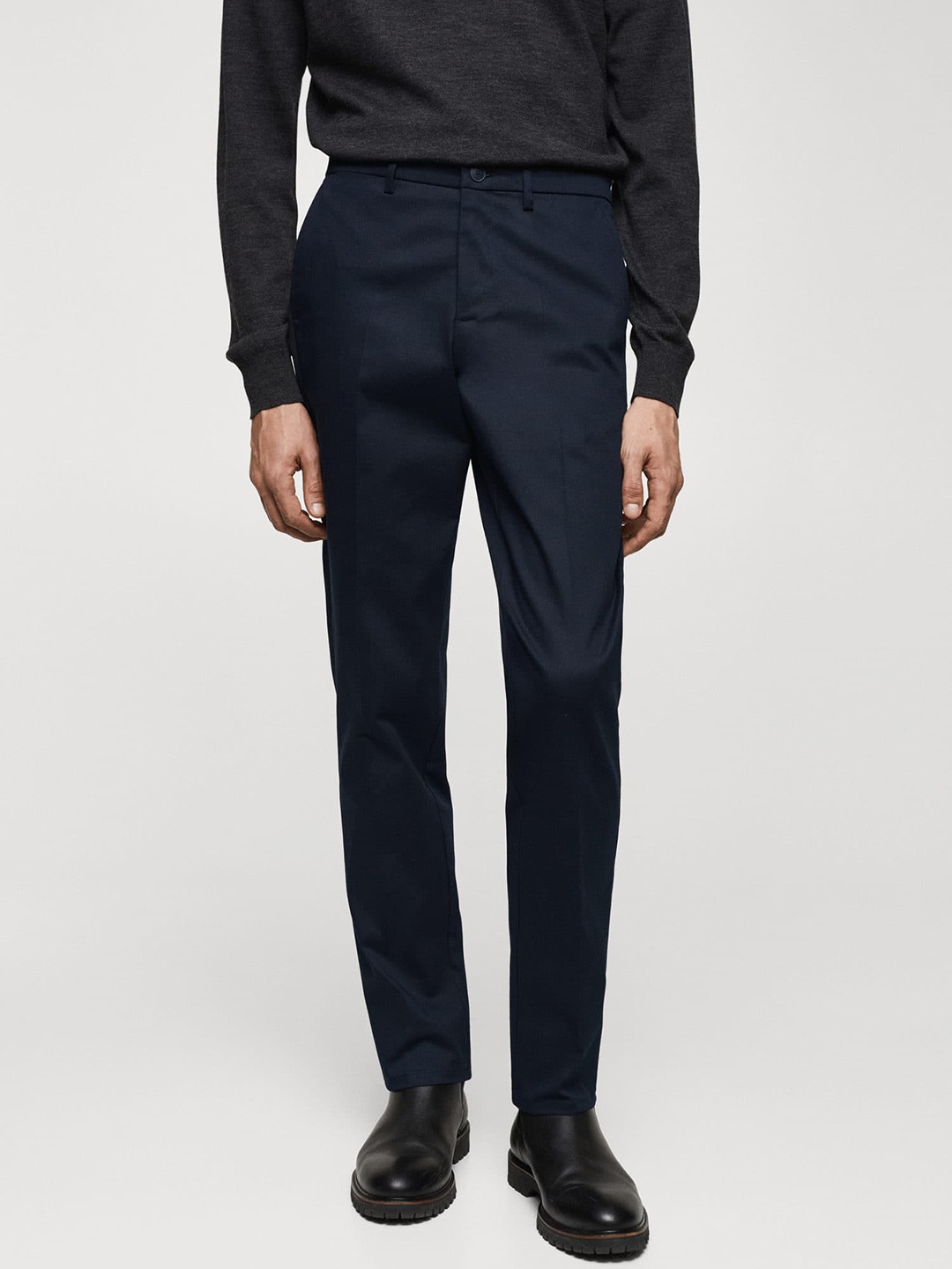 

MANGO MAN Slim Fit Chinos Trousers, Navy blue