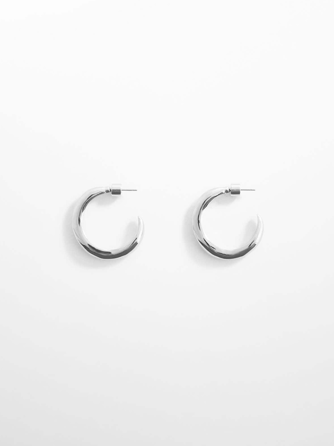 

MANGO Women Circular-Shaped Half Hoop Earrings, Silver