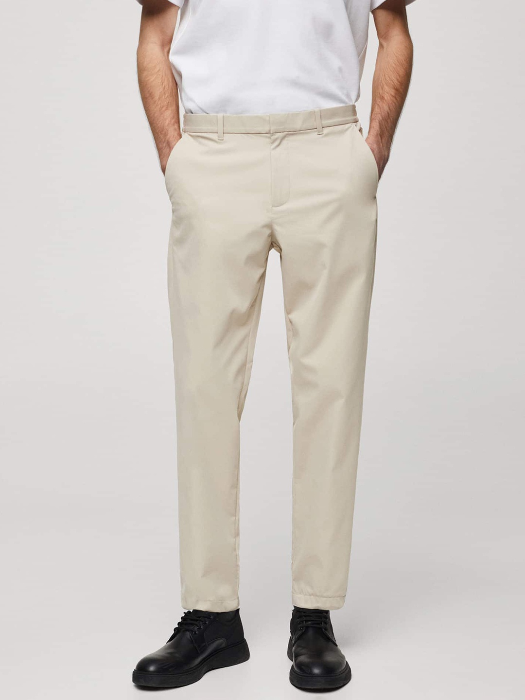 

MANGO MAN Slim Fit Easy Wash Trousers, Beige