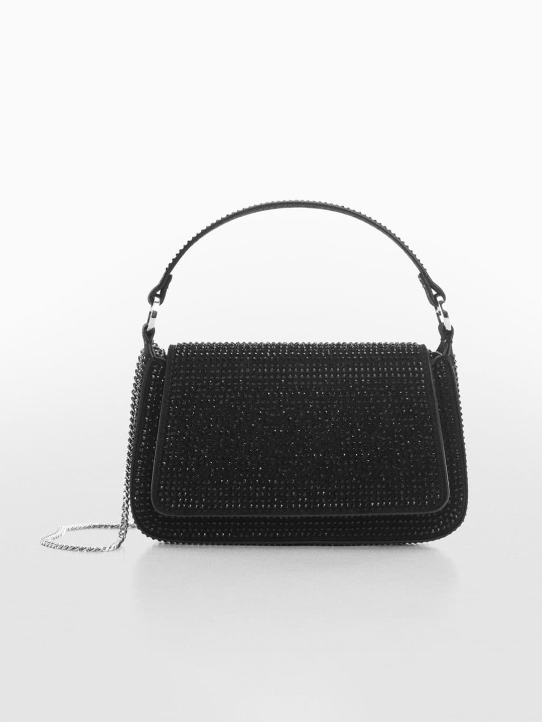 

MANGO Embellished Structured Handheld Bag, Black