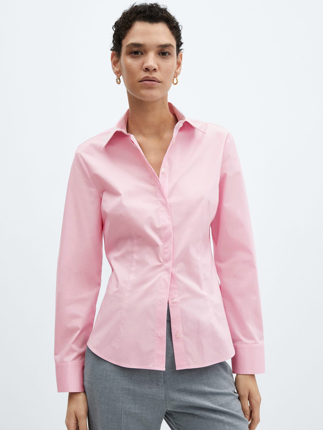 

MANGO Women Solid Casual Shirt, Pink