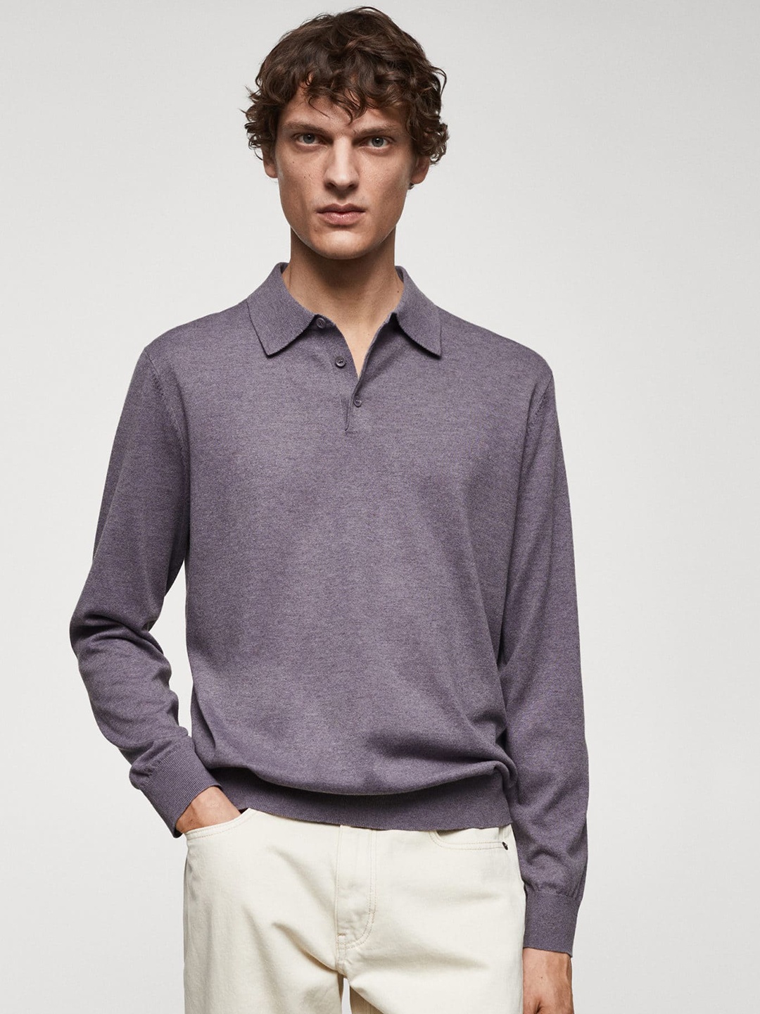 

MANGO MAN Polo Collar T-shirt, Purple