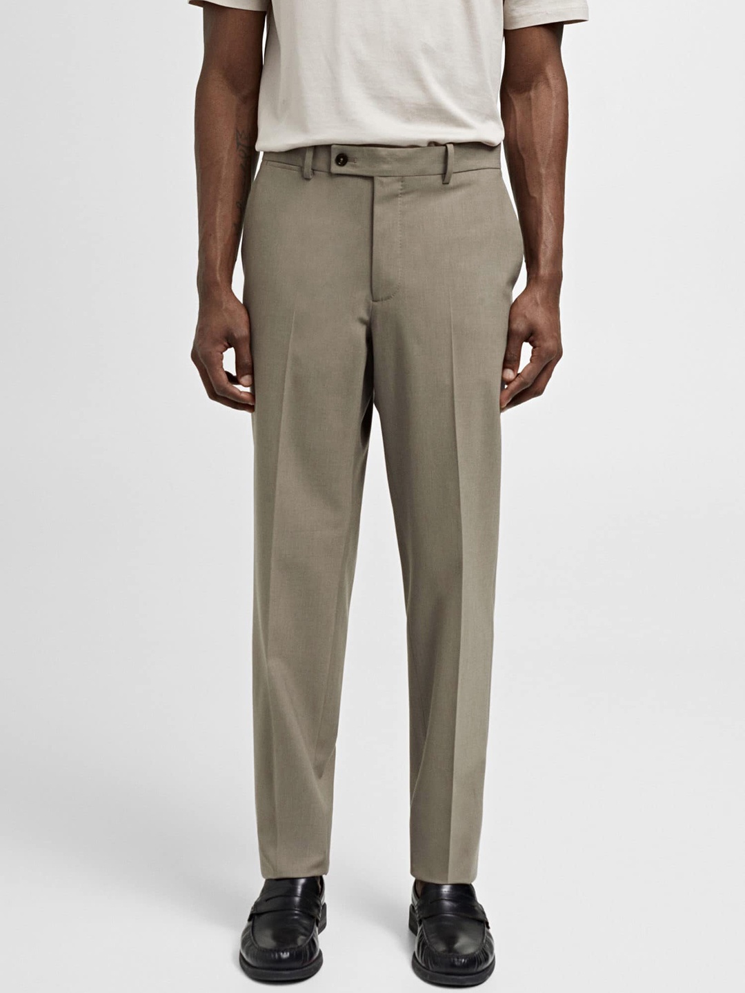 

MANGO MAN Smart Slim Fit Formal Trousers, Beige