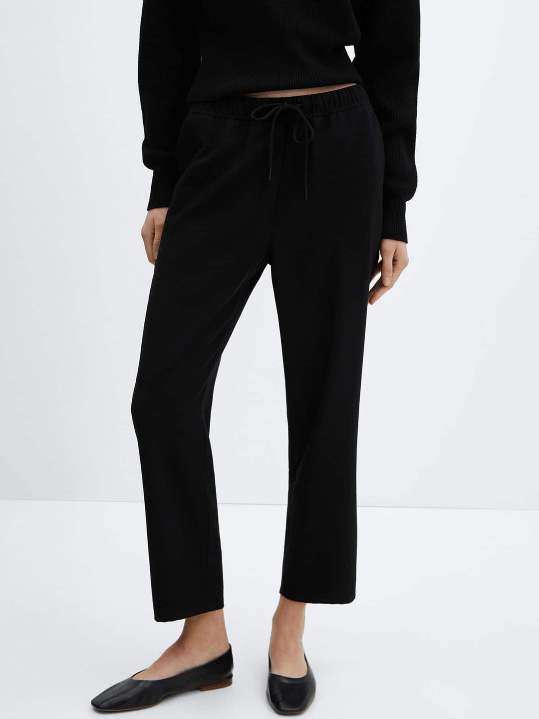 

MANGO Women Straight Fit Trousers, Black