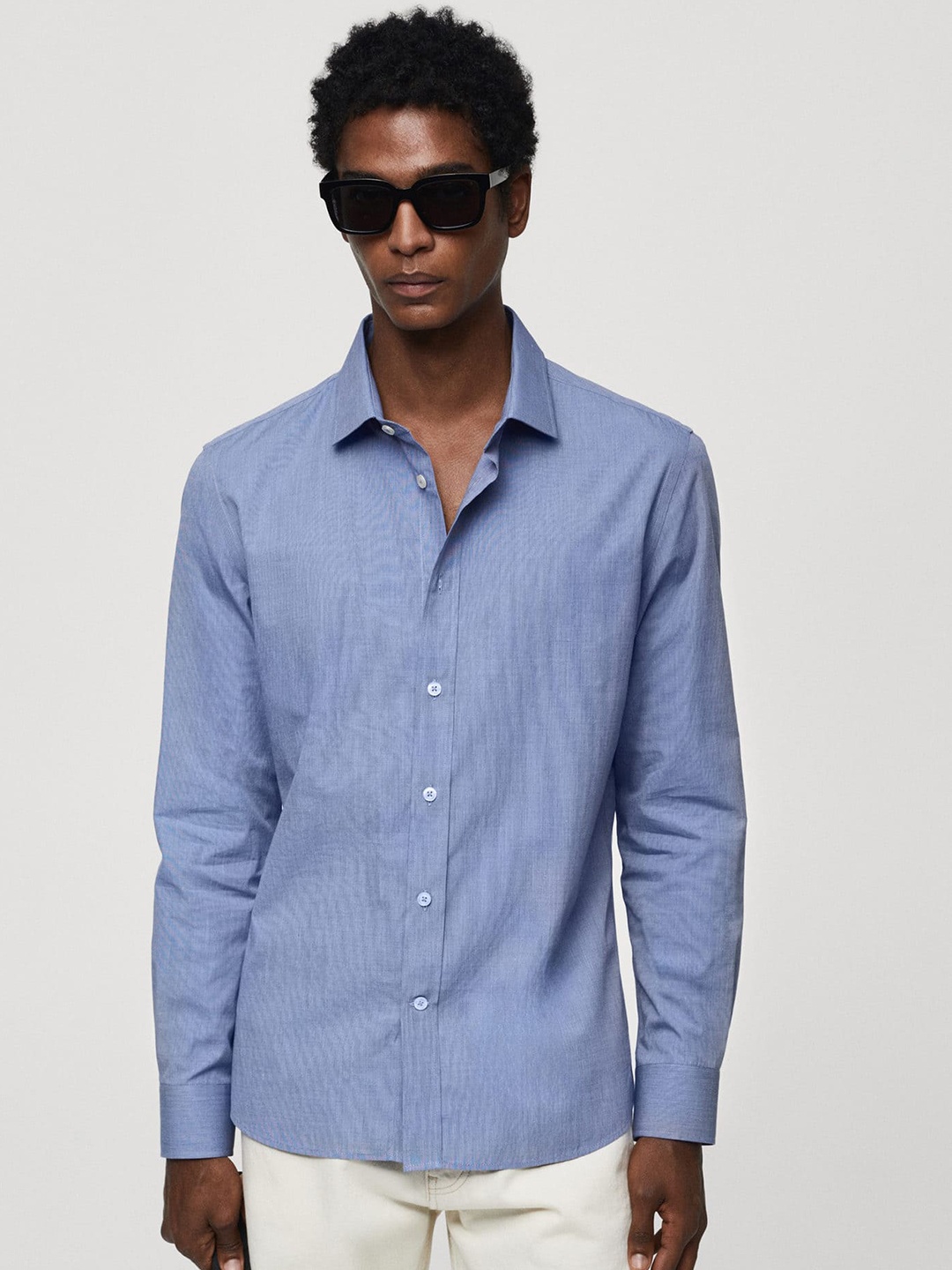 

MANGO MAN Cotton Smart Casual Shirt, Blue