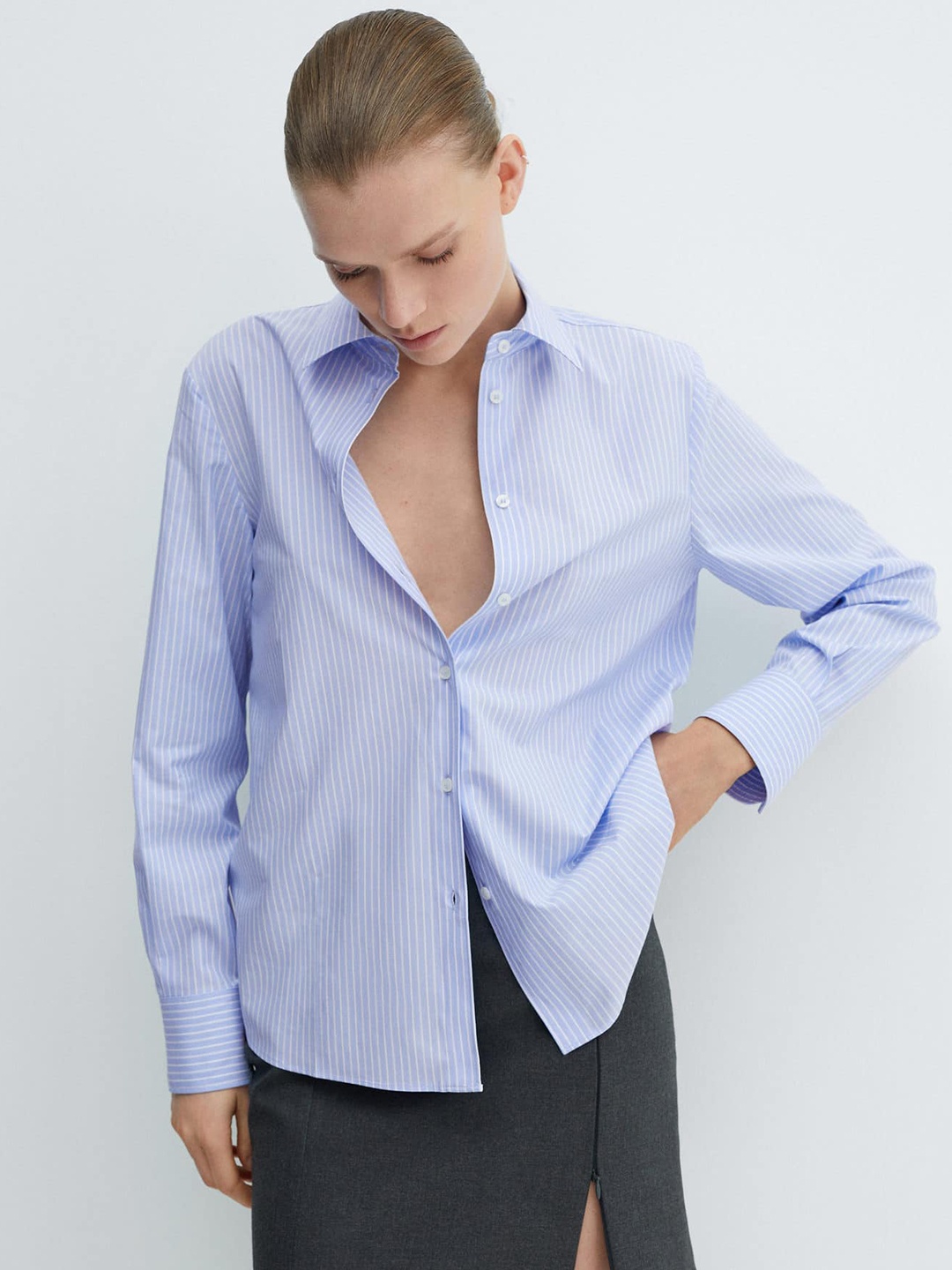

MANGO Pinstriped Casual Shirt, Blue