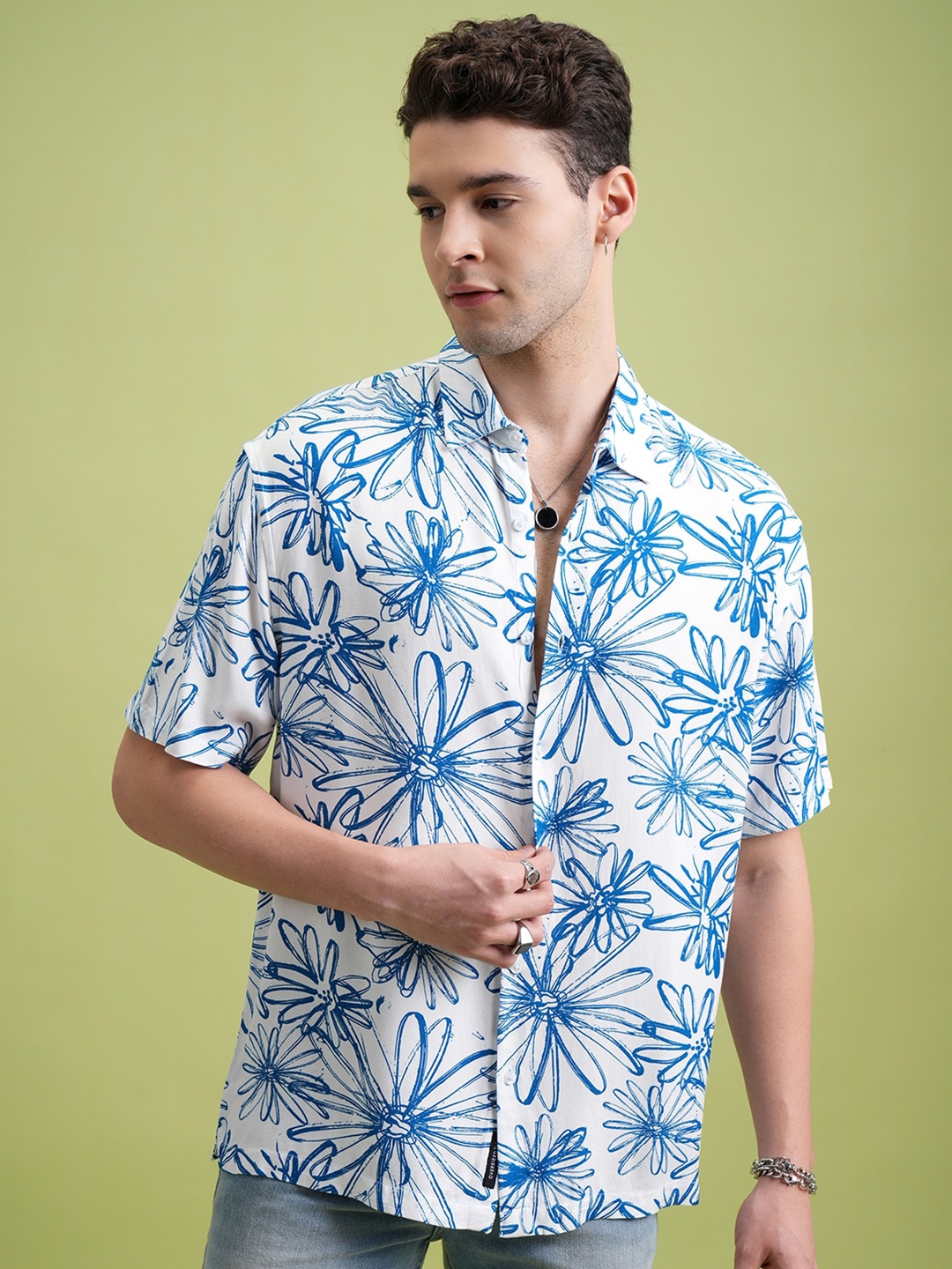 

KETCH Printed Drop Shoulder Oversized Shirt, White