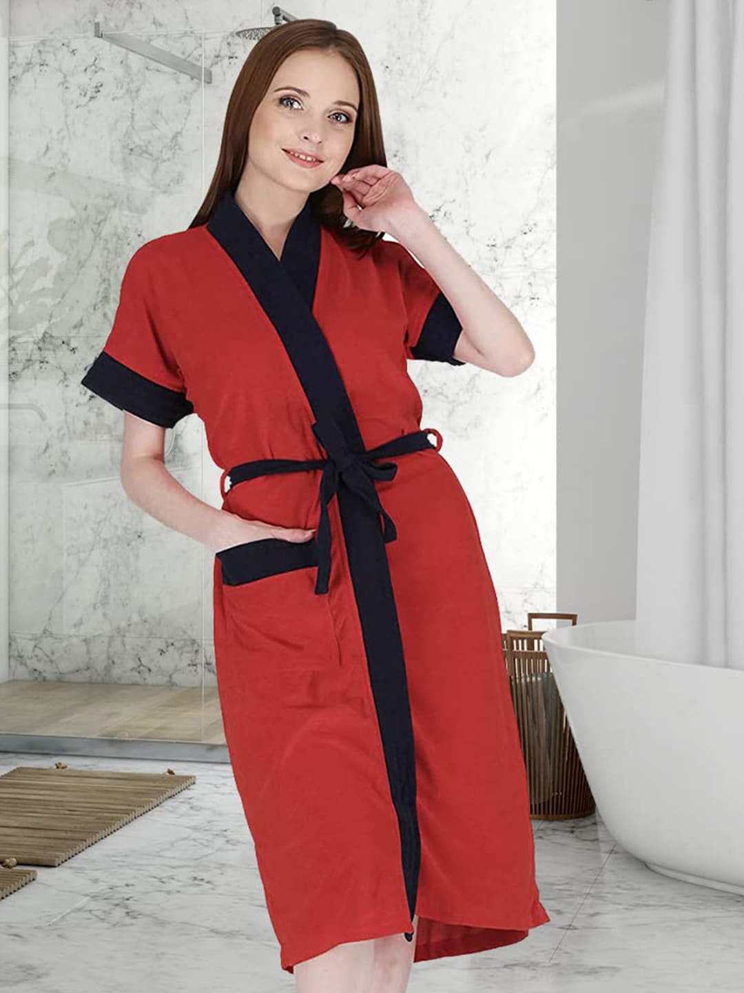 

Kuber Industries Women Pack Of 6 Bath Robe, Red