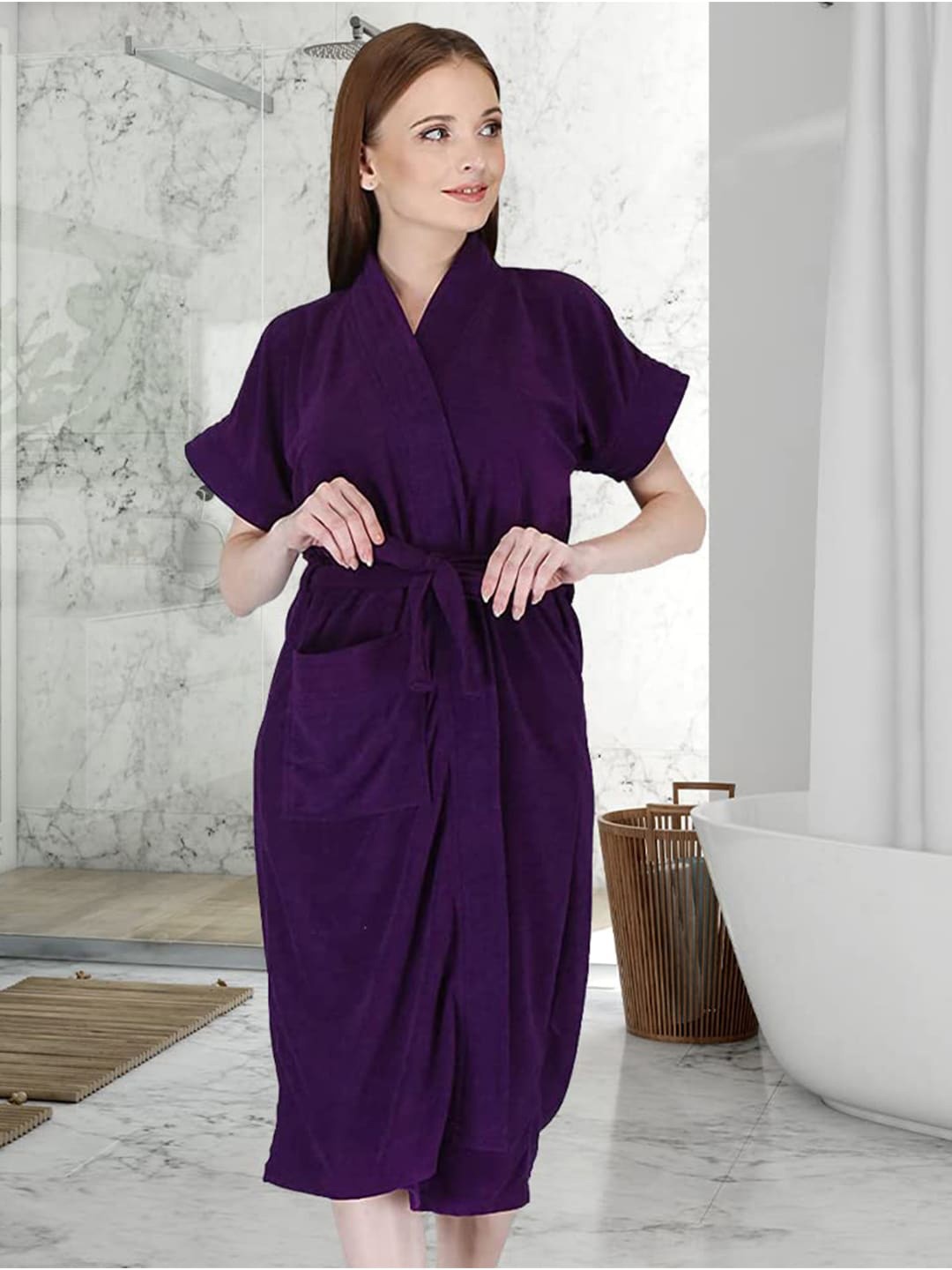 

Kuber Industries Women Pack Of 3 Pure Cotton Super Absorbent Bath Robe, Purple