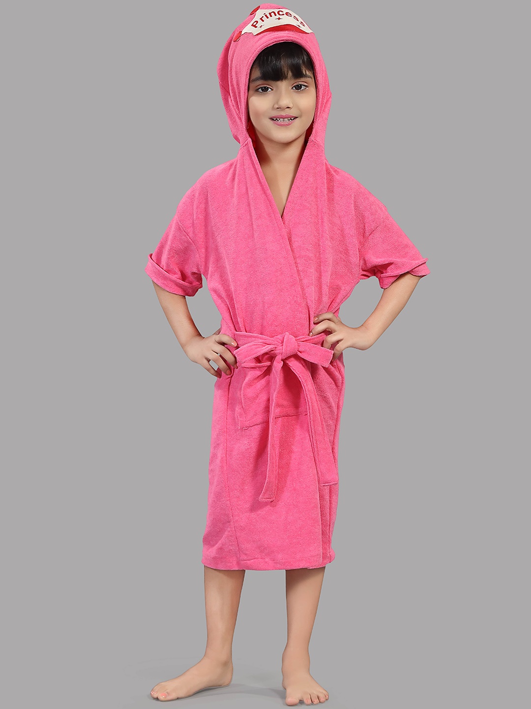 

LacyLook Girls Princess Hooded Neck Bath Robe, Pink