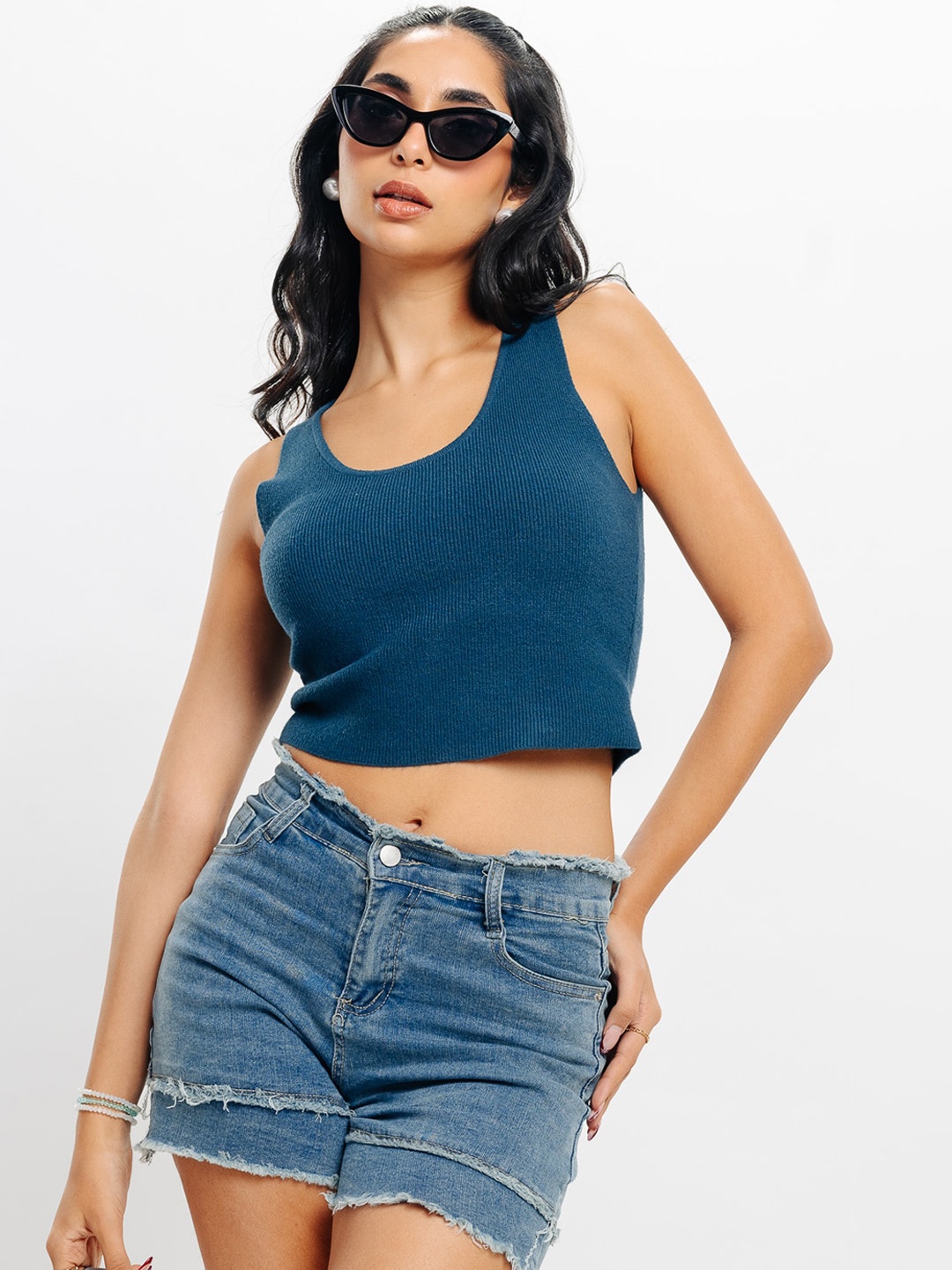 

FREAKINS Women Washed High-Rise Denim Shorts Technology, Blue