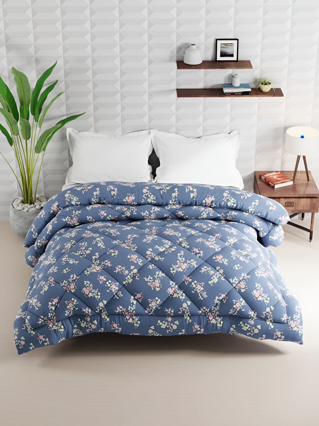

BIANCA Blue & Pink Floral AC Room 150 GSM Double Bed Comforter