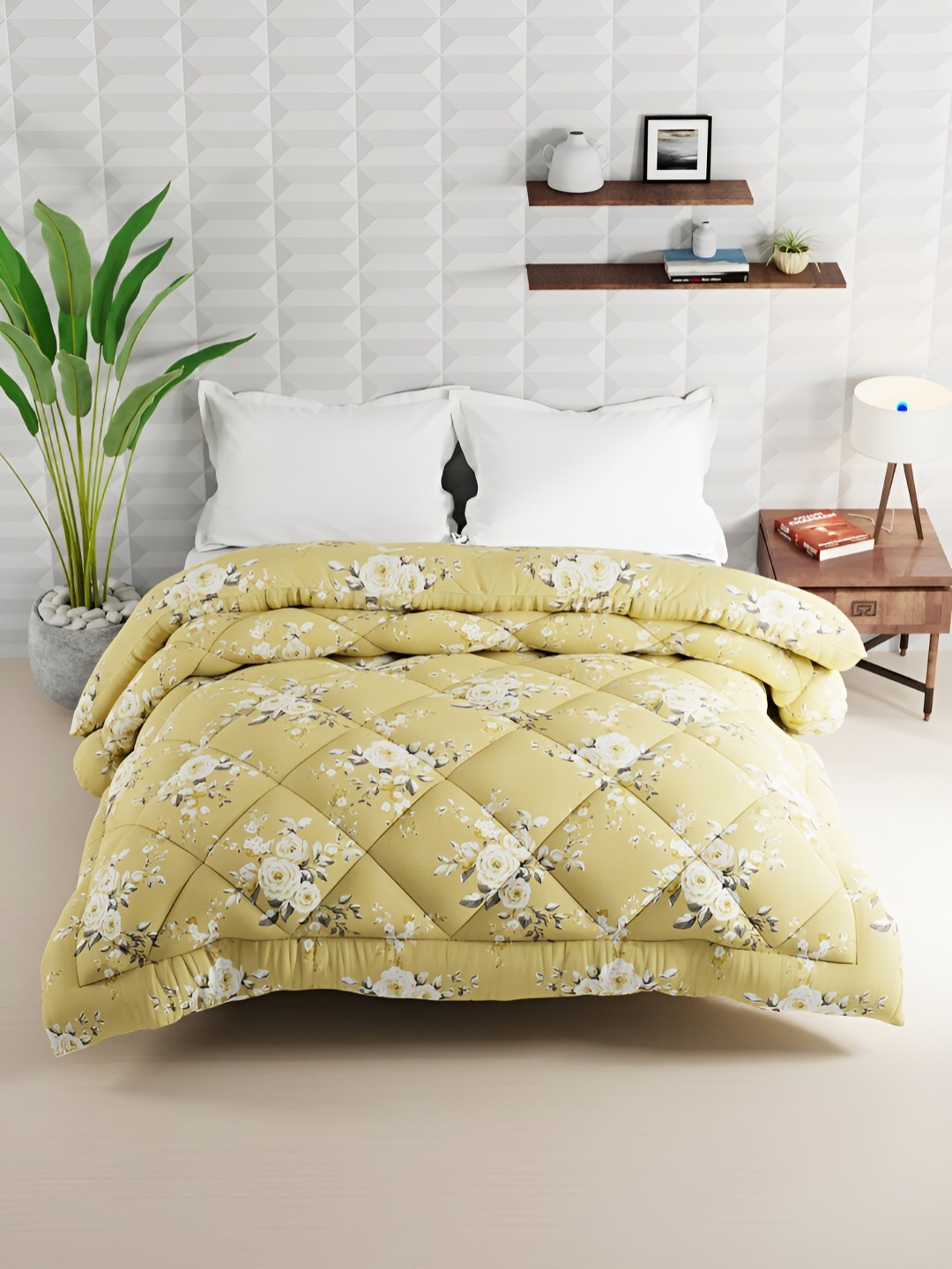 

KOPA Yellow & Off White Floral AC Room 150 GSM Double Bed Comforter