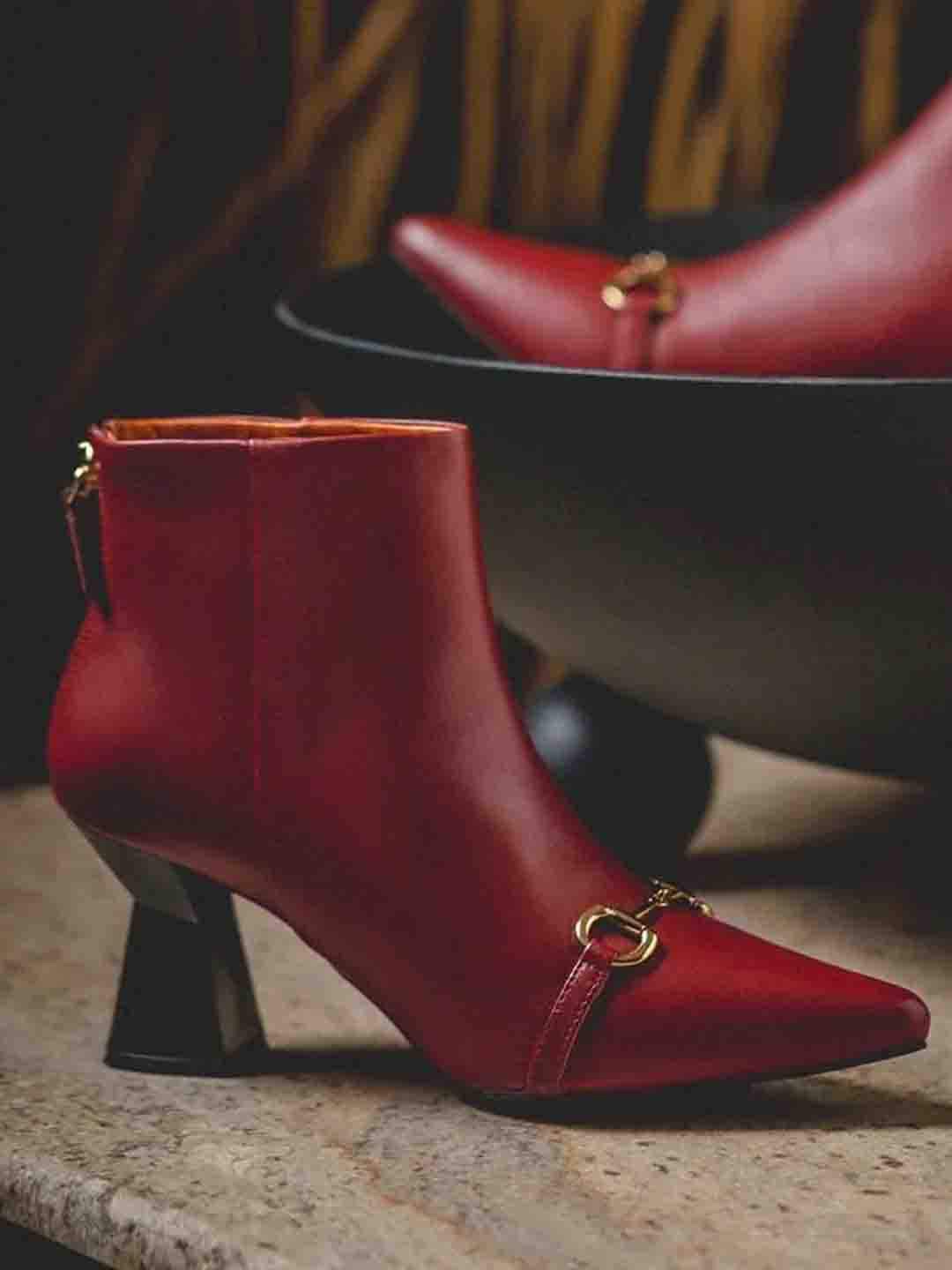 

Saint G Genuine Leather Mid-Top Ankle Winter Boots, Rust