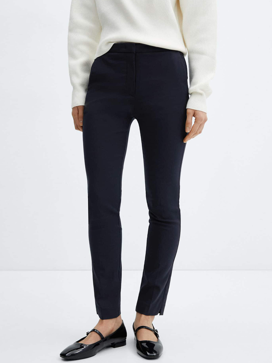 

MANGO Women Skinny Fit Trousers, Navy blue
