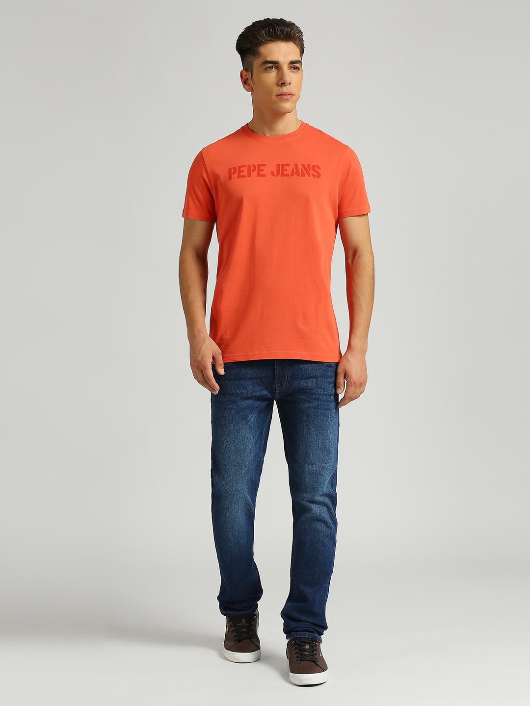 

Pepe Jeans Men Typography Pure Cotton Pockets Slim Fit T-shirt, Red