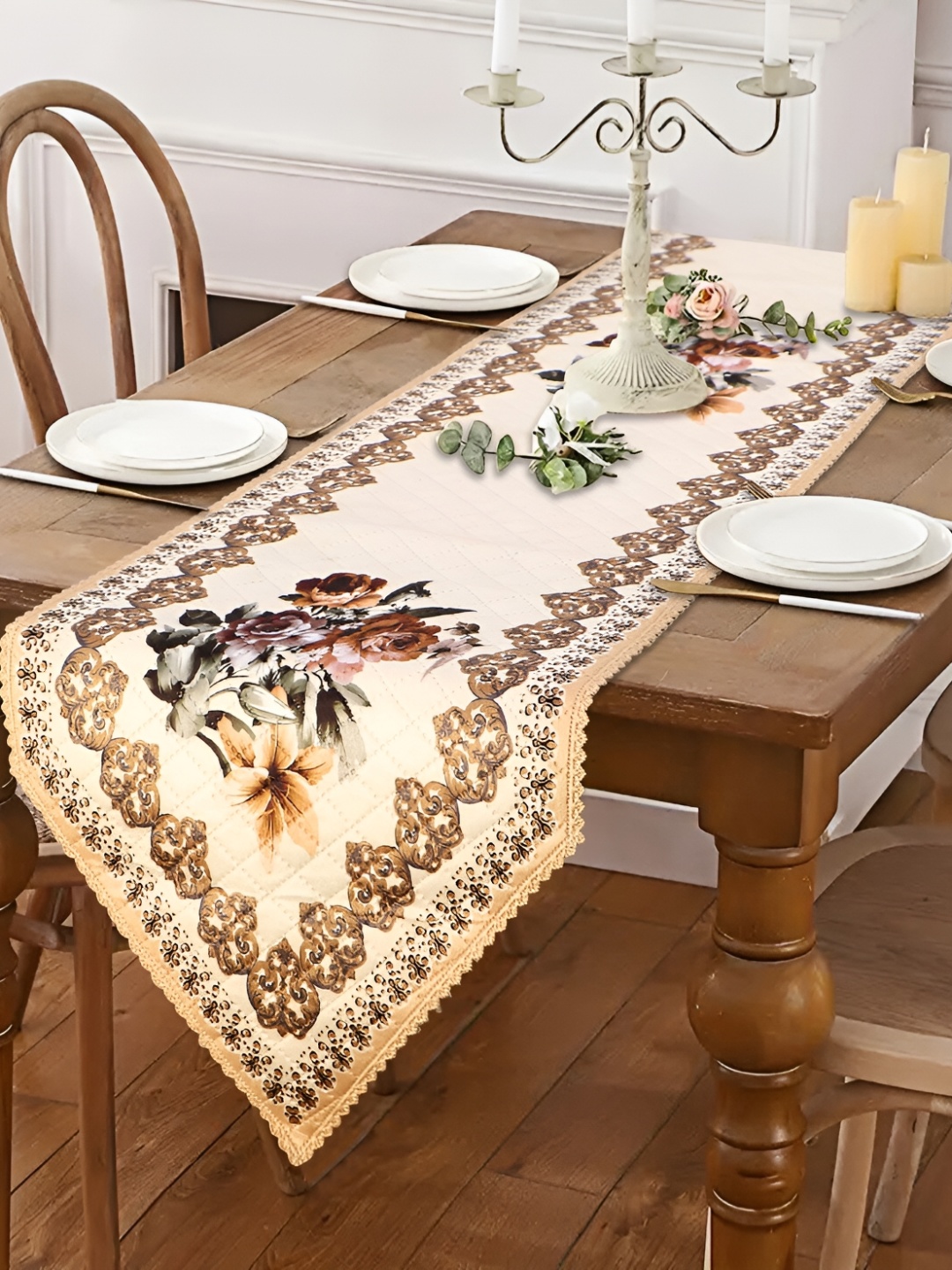 

Dakshya Industries Cream-Coloured Printed Table Runners
