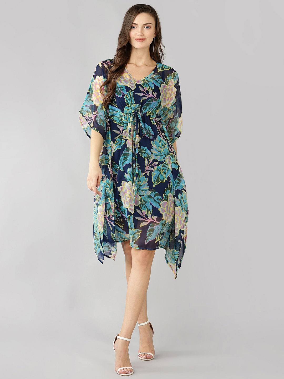 

Fashfun Floral Print Chiffon Kaftan Dress, Multi