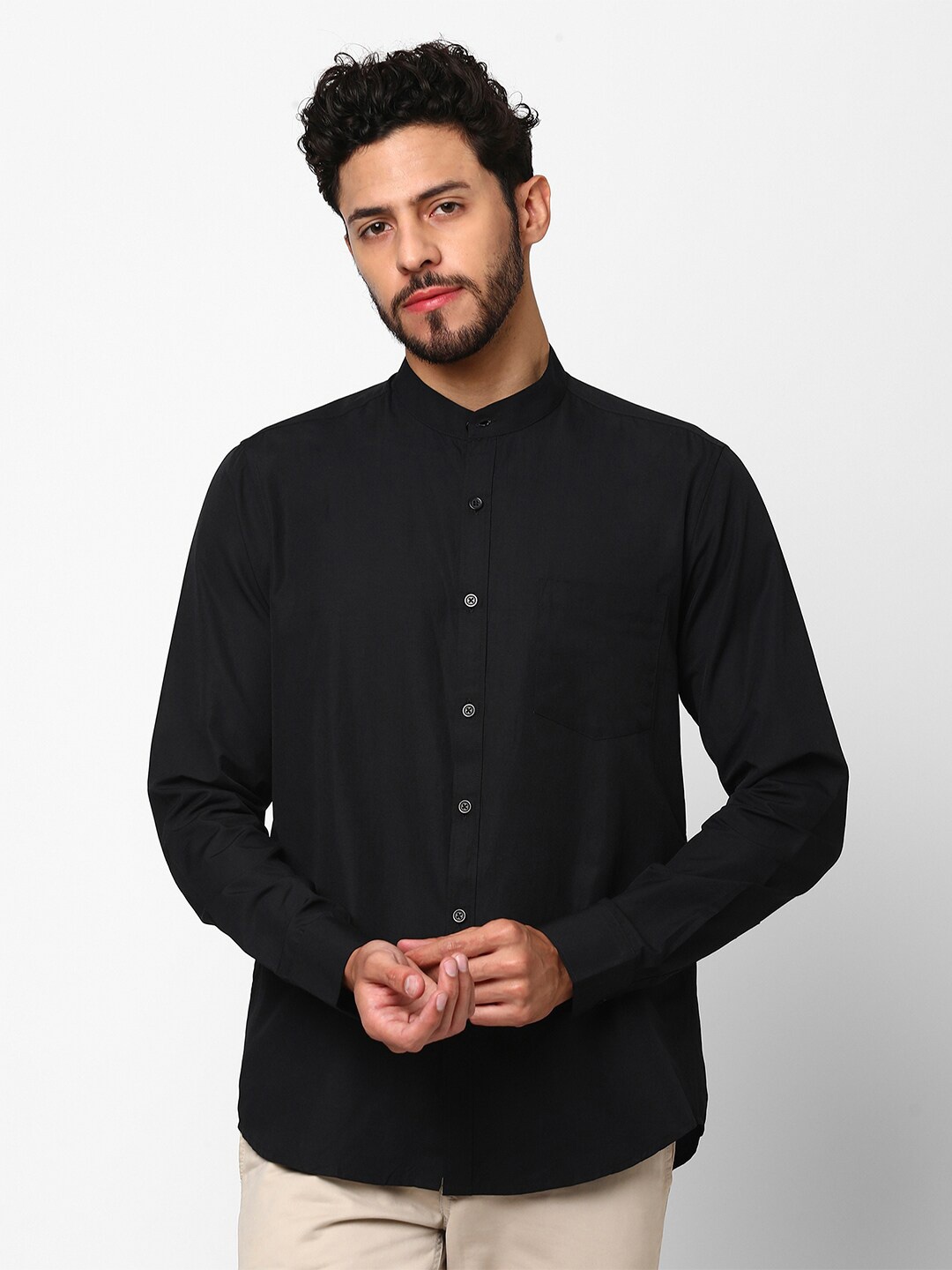 

Indivisual Clothing Men Standard Slim Fit Opaque Casual Shirt, Black