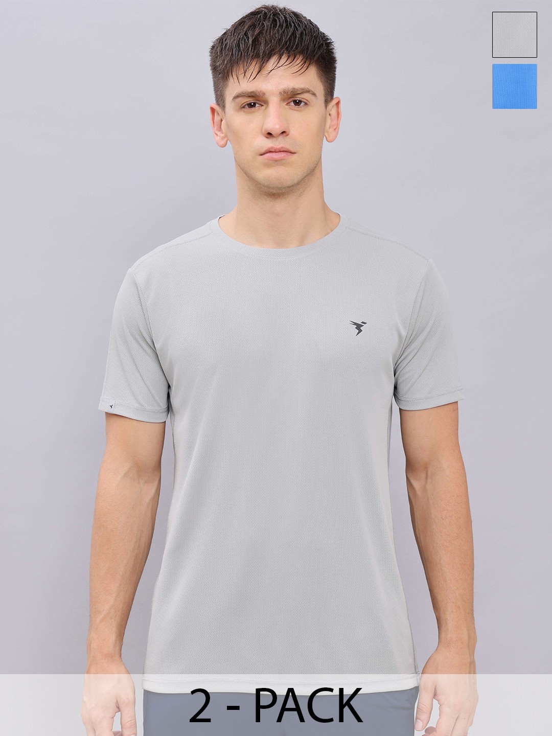 

Technosport Men Pack Of 2 Antimicrobial Slim Fit T-shirt, Grey