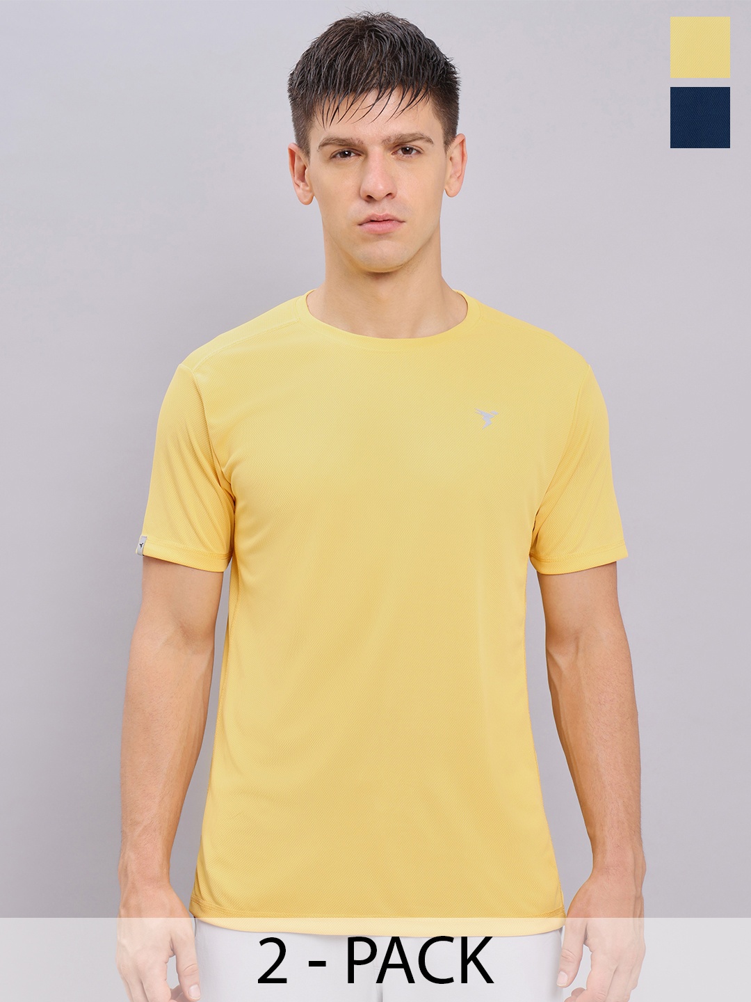 

Technosport Men Pack Of 2 Antimicrobial Regular Fit T-shirt, Yellow