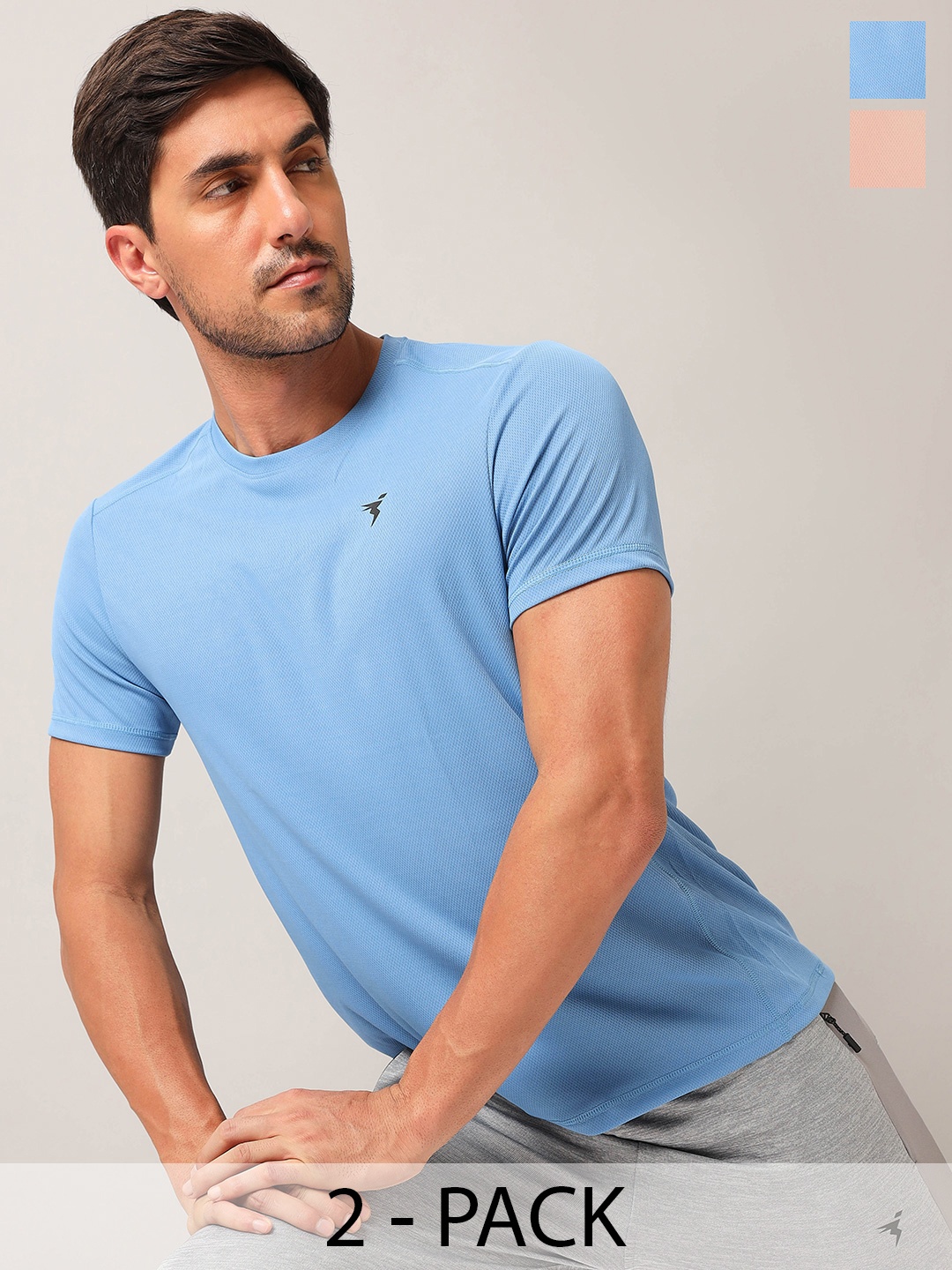 

Technosport Men Pack Of 2 Anti Odour Slim Fit T-shirt, Blue