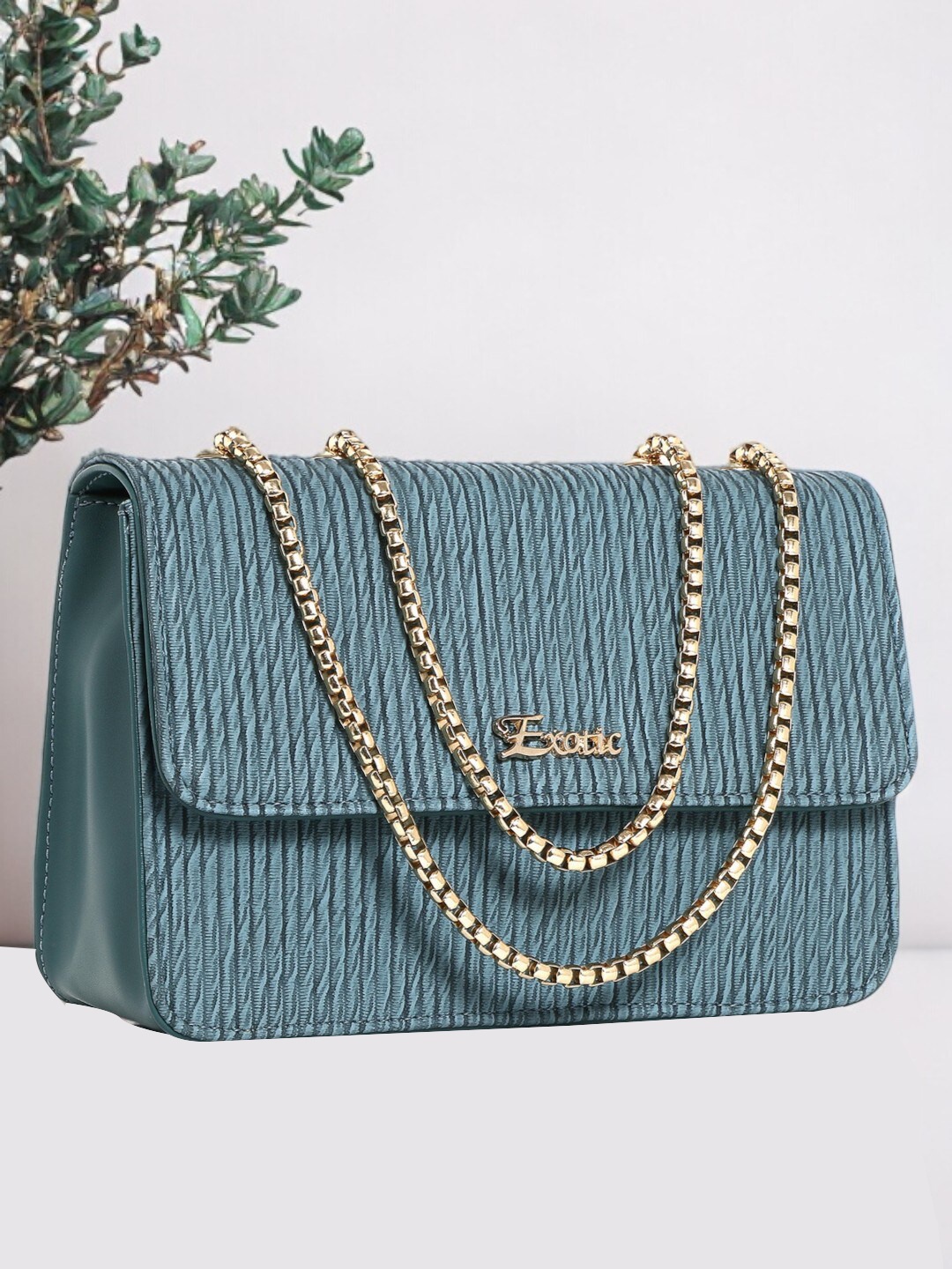 

Exotic Textured PU Structured Sling Bag, Blue