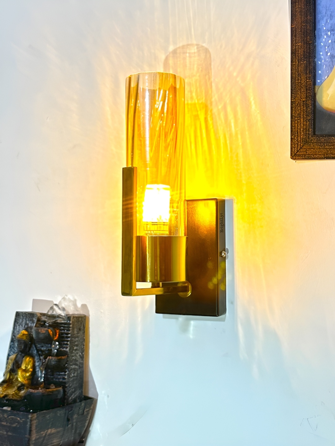 

BrightLyt Gold Toned Metal Cylinder Wall Lamp