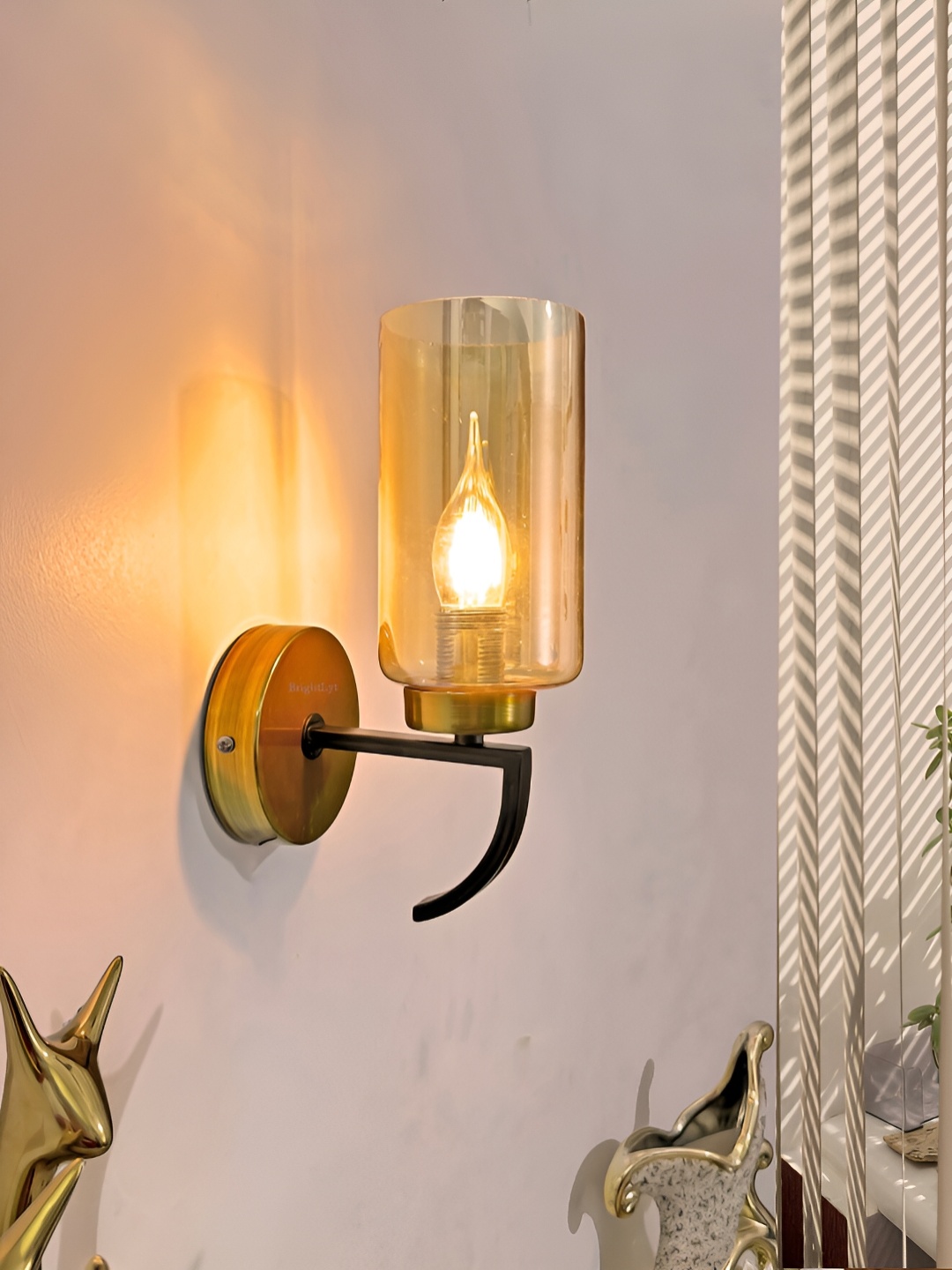 

BrightLyt Gold-Toned Metal Cylinder Wall Lamp