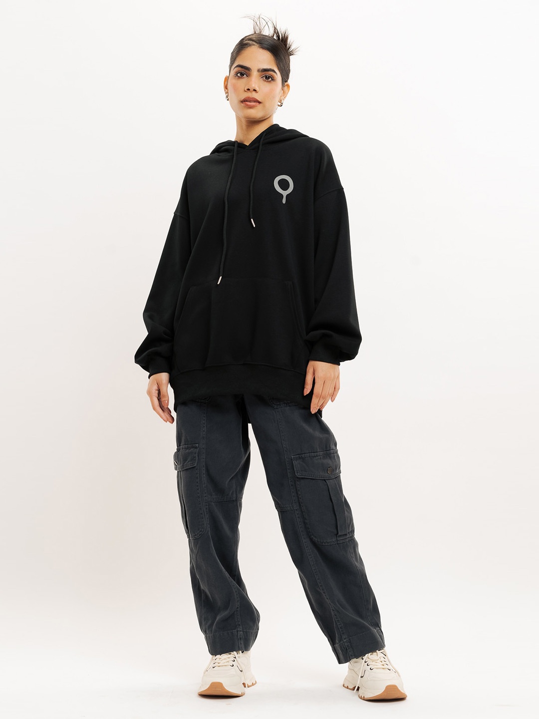 

FREAKINS Women Hooded Sweatshirt, Black