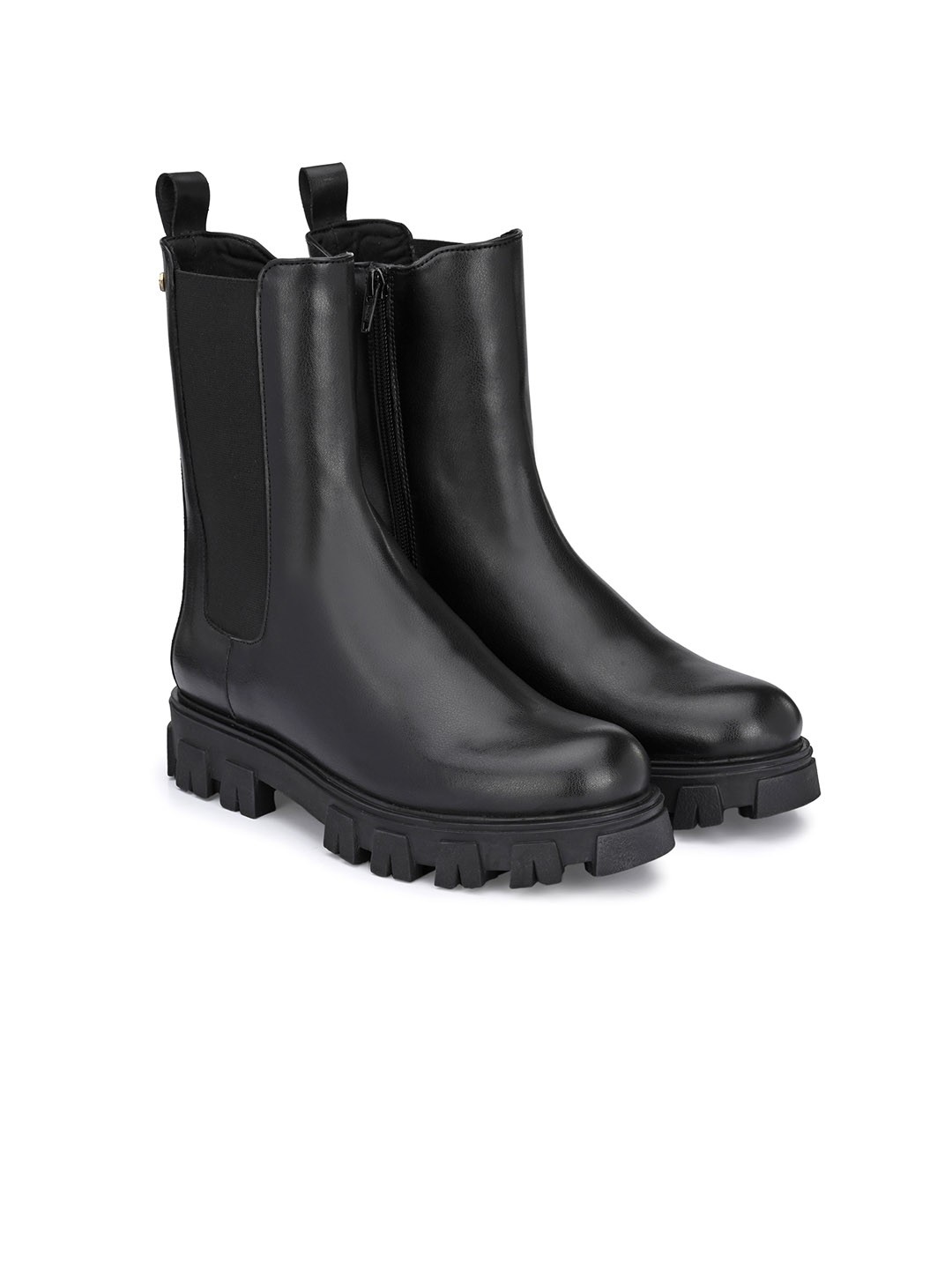 

Delize Men Mid-Top Vegan Leather Regular Boots, Black