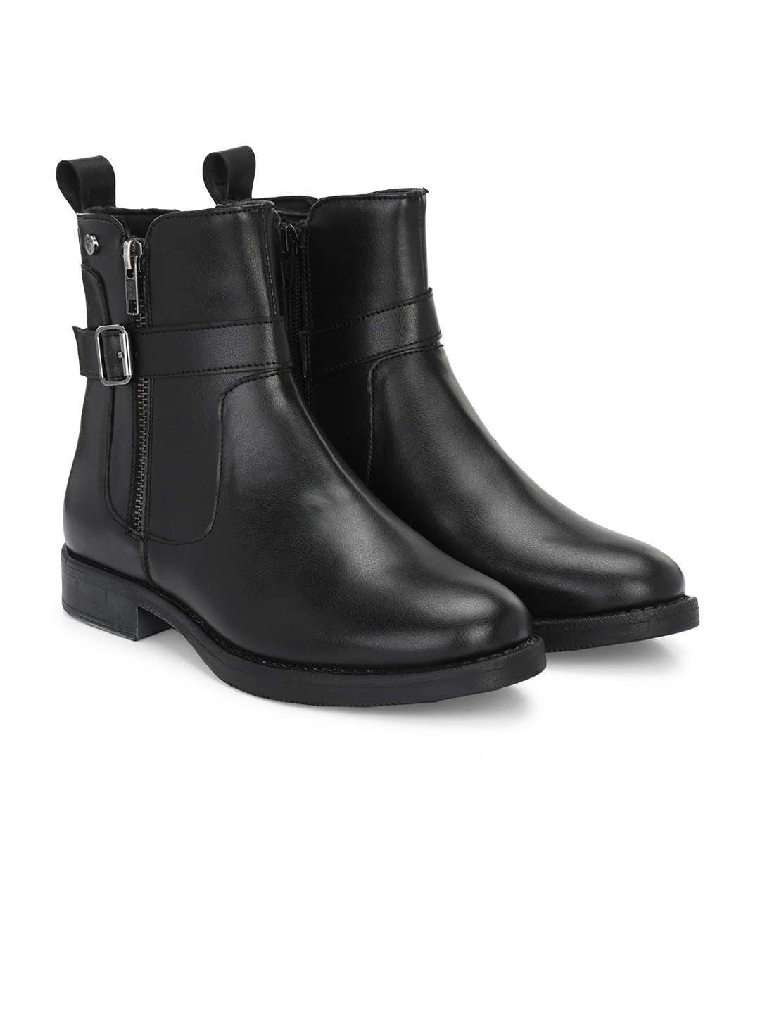 

Delize Men Mid-Top Vegan Leather Zip-Up Boots, Black