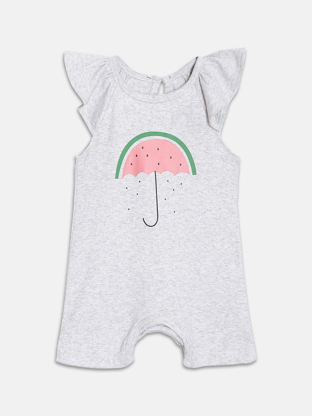 

Broon Infant Girls Printed Organic Cotton Romper, Grey