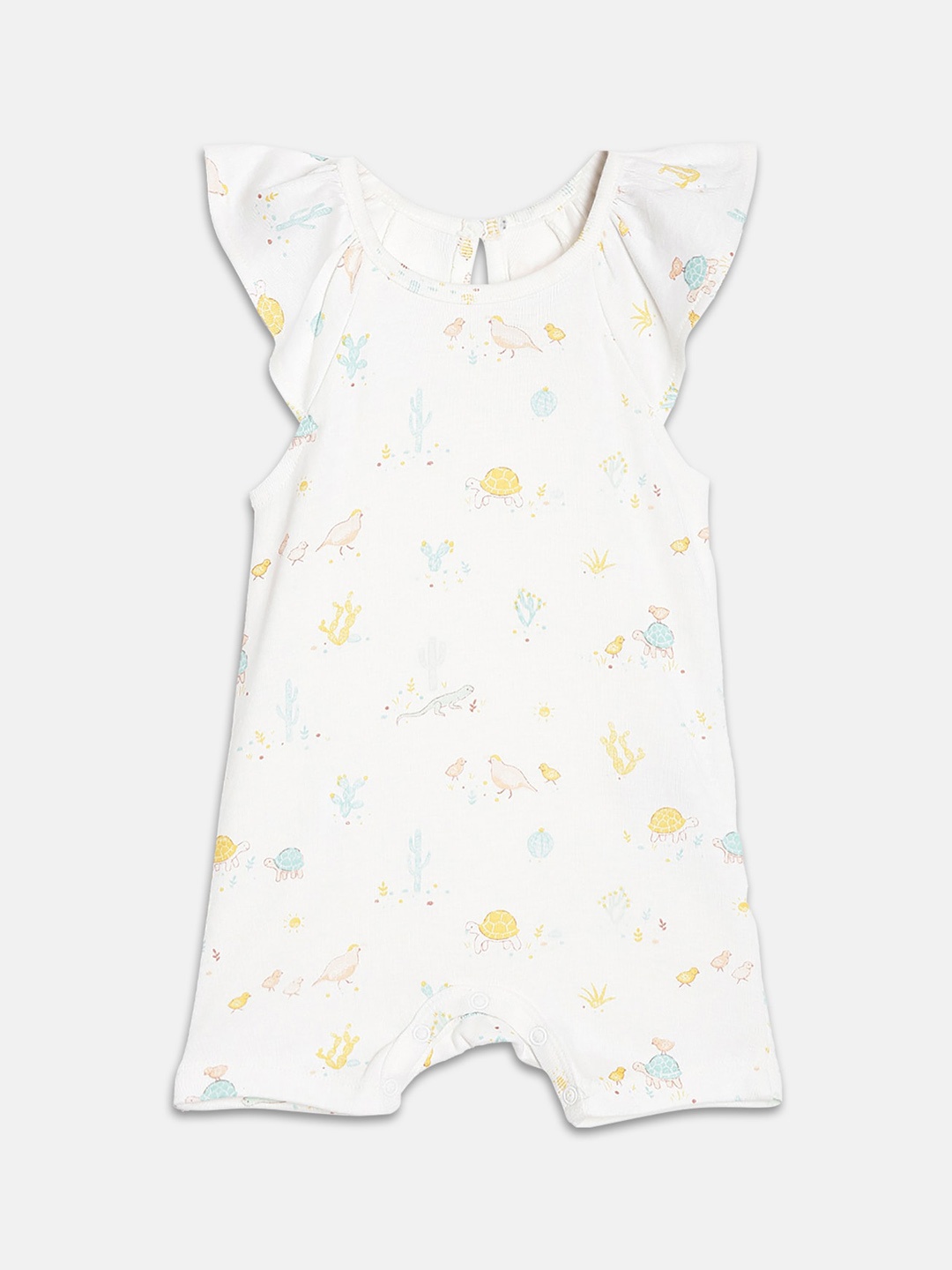 

Broon Infant Girls Printed Organic Cotton Romper, White