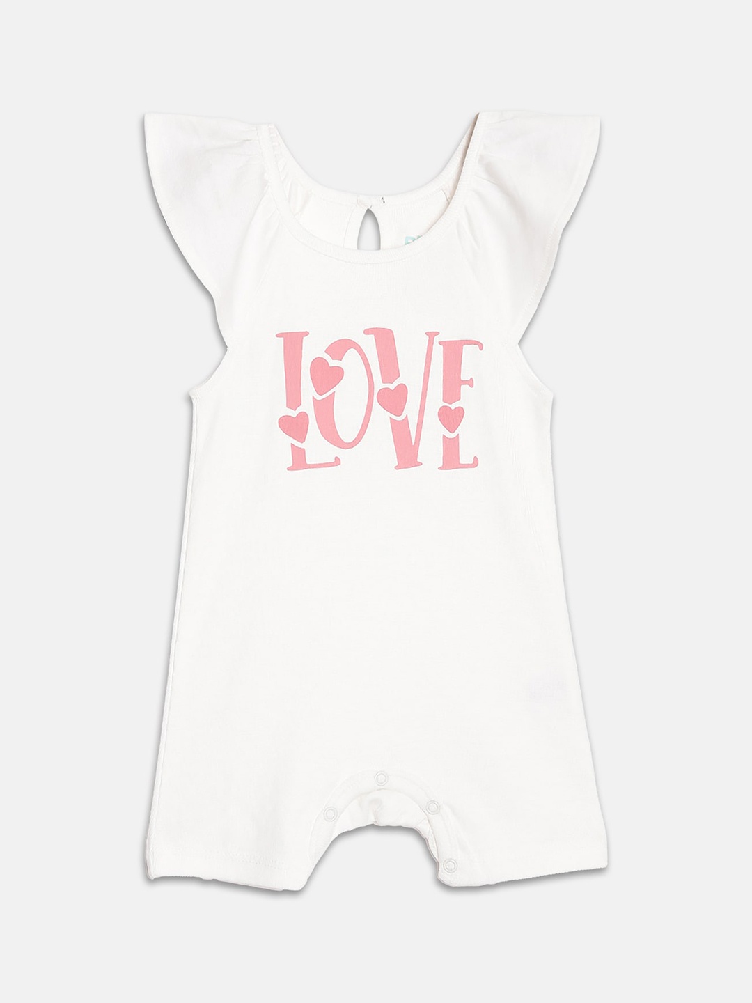 

Broon Infant Girls Printed Organic Cotton Romper, White