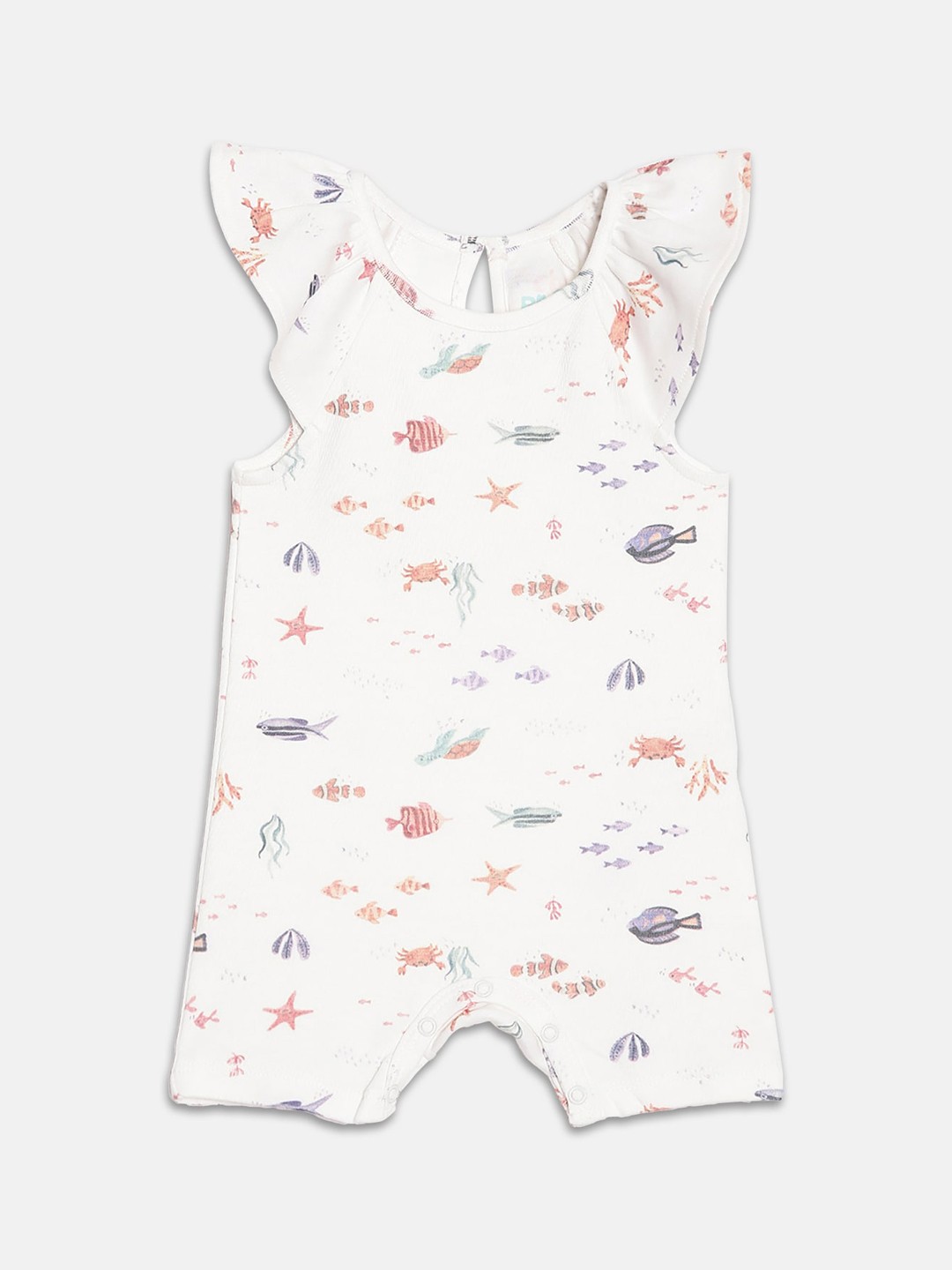 

Broon Infant Girls Printed Organic Cotton Romper, White