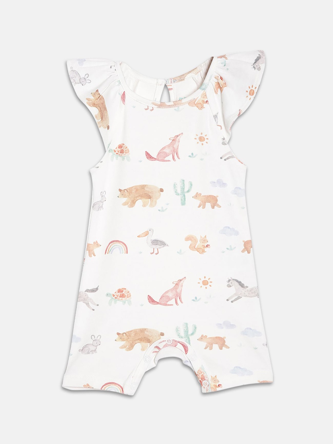 

Broon Infant Girls Printed Organic Cotton Romper, White