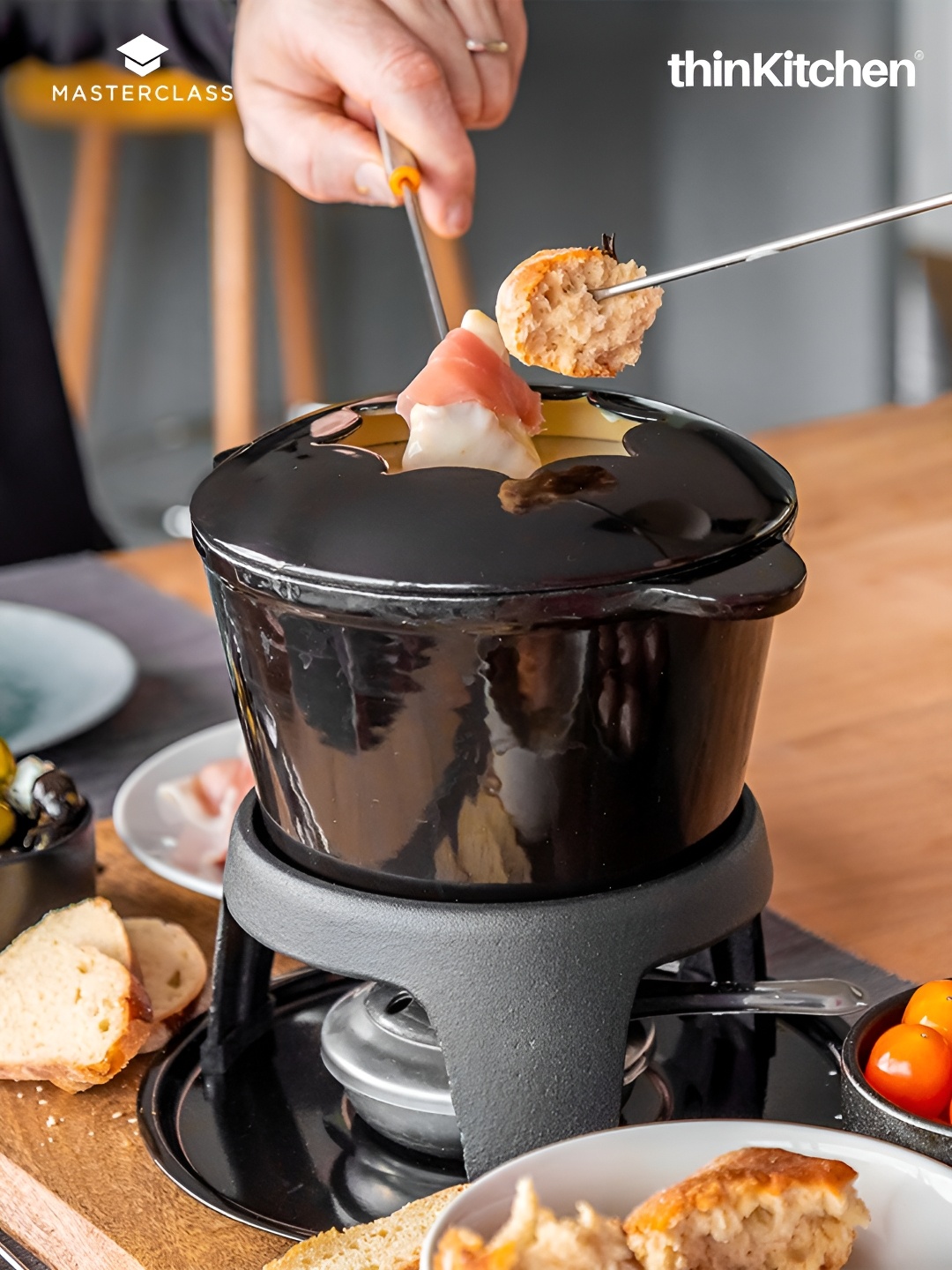 

MasterClass Black Cast Iron Cookware Fondue Set With Forks