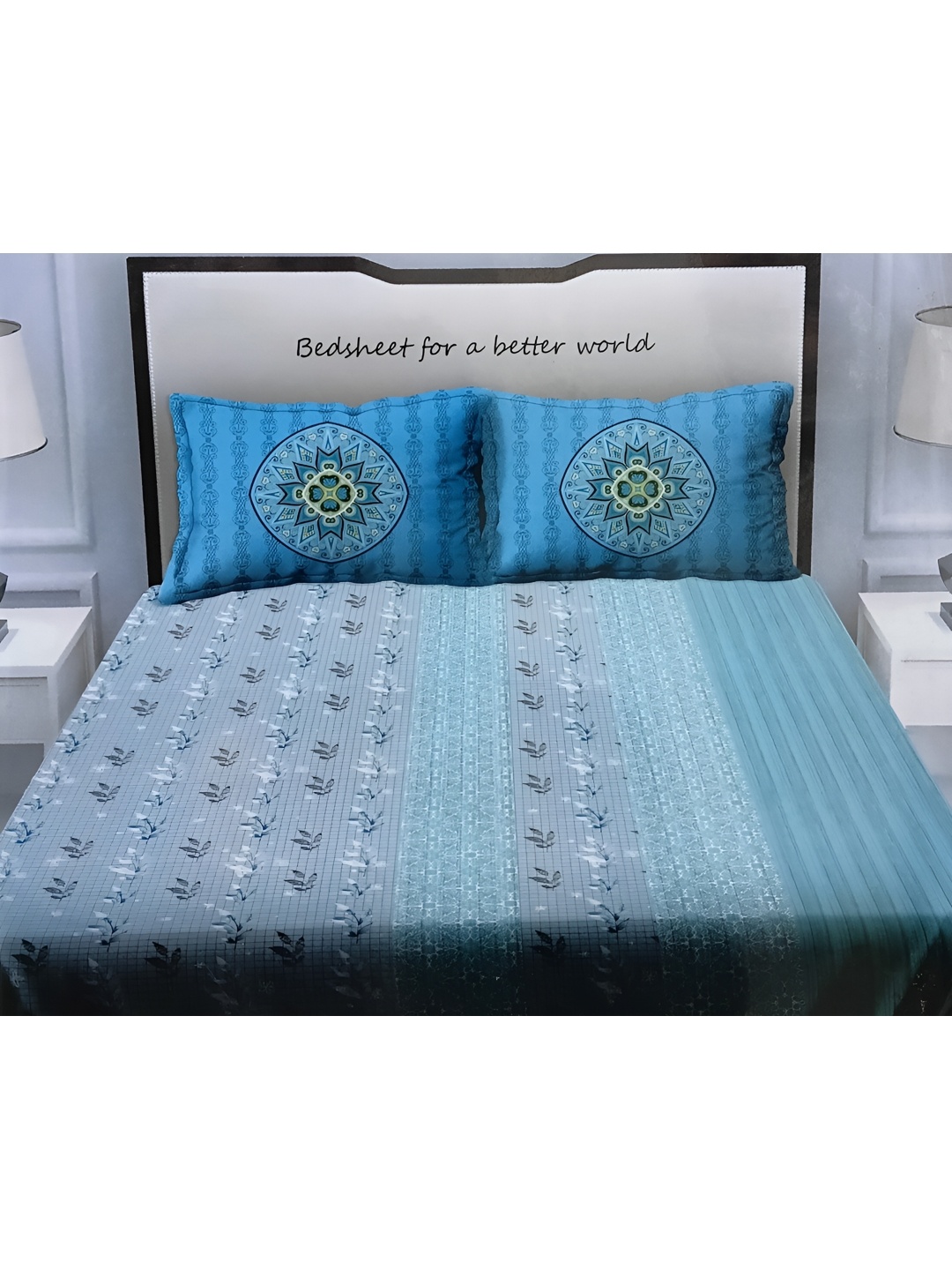 

Signature Blue & Grey Ethnic Motifs 150 TC Queen Bedsheet with 2 Pillow Covers