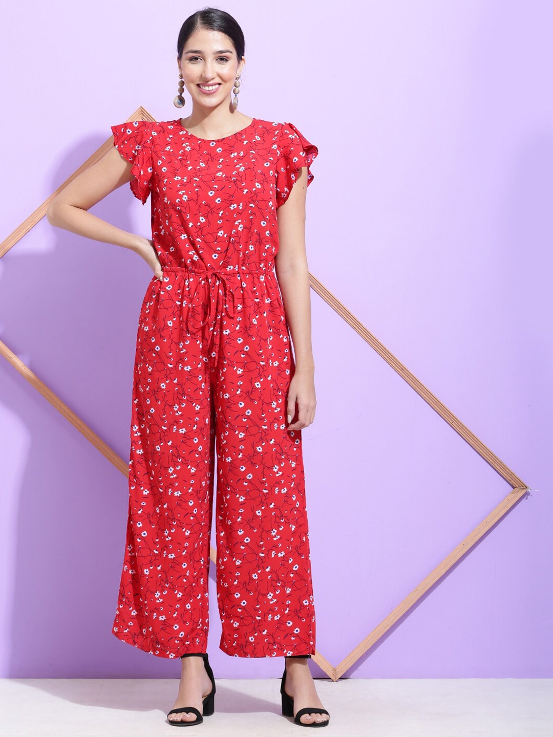 

SQew Printed Basic Jumpsuit, Red