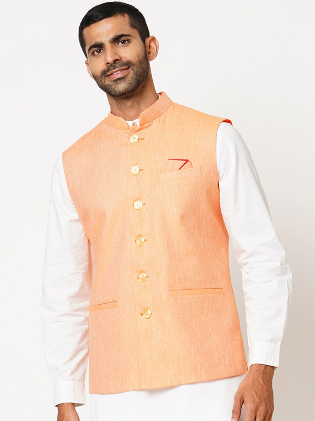 

Indivisual Clothing Woven Nehru Jacket, Orange