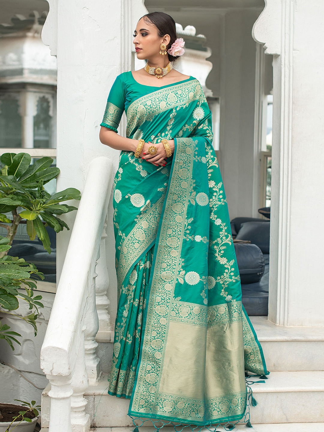 

Anouk Woven Design Pure Silk Saree, Teal