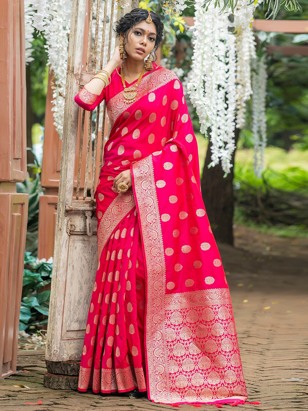 

Anouk Woven Design Pure Silk Designer Saree, Peach
